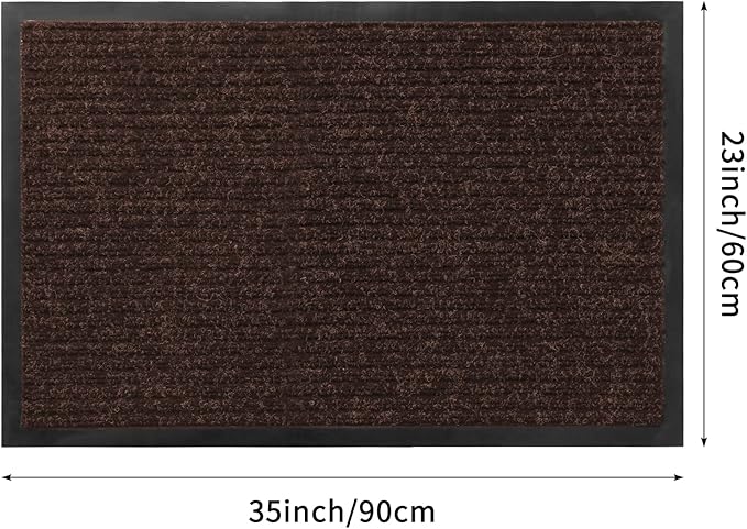 Profile Rubber Door Mat, 35x23inch, Heavy Duty, Entrance Doormat, Indoor and Outdoor, Waterproof, Easy Clean Shoe Scraper, Home Rug Welcome Mats for Entryway, Patio, Porch, Brown