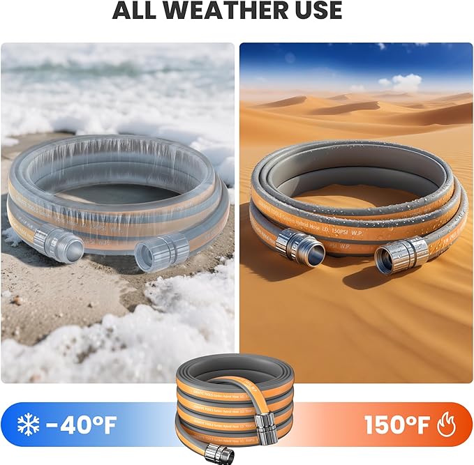 Giraffe Tools Garden Hose 50FT, 5/8" Lightweight Lay Flat Water Hose, Custom Length, Flexible, Leakproof Hybrid Hose Pipe with Male to Female Fitting