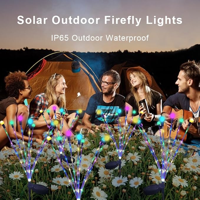 Zavothy Solar Garden Lights, Christmas Decorations Solar Fairy Lights Outdoor Waterproof, 4 Pack 32LEDs Sway by Wind, Dancing Fireflies Lights for Garden Decor Yard Patio Pathway Decoration