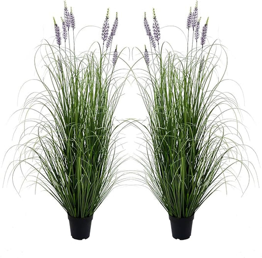 Artificial Plant 5ft(2pack) Tall Artificial Lavender Plant,Faux Plants Indoor Home Decorative Artificial Plants & Flowers in Pot Fake Plant, House Plant Indoor