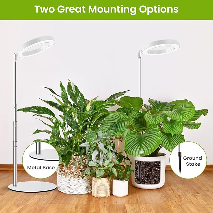 Grow Lights for Indoor Plants Full Spectrum, 80 LEDs Plant Light for Indoor Growing with 2 Mounting Options, 6H 12H 16H Timer, 3 Spectrum Modes, 37.4 in Height Adjustable Desk Grow Lamp
