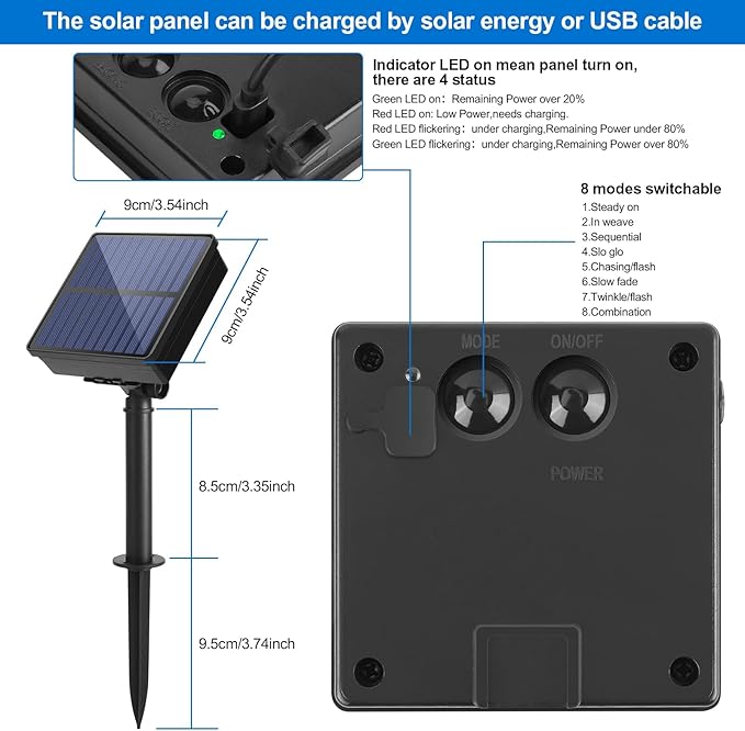 IMAGE Solar Curtain Lights 8 Modes 9.8x9.8 Feet Solar String Lights for Wedding Party Home Decoration Backdrops Full Waterproof UL Safety Standard Warm White