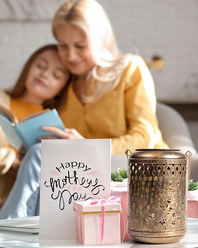 Solar Lanterns Outdoor Hanging Waterproof,2Pack Fairy Garden Decor Gifts for Women Mom, Solar Lights Metal Fall Decoration Outside for Yard, Patio,Garden,Backyard,Porch