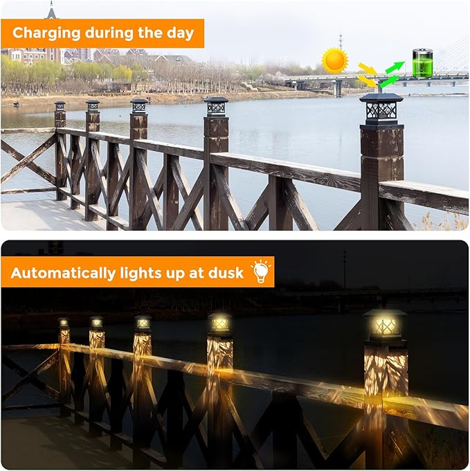 TWINSLUXES Solar Cap Lights Outdoor - Waterproof LED Fence Solar Lights for 3.5x3.5/4x4/5x5 Wood Posts in Patio, Deck or Garden Decoration 2 Pack