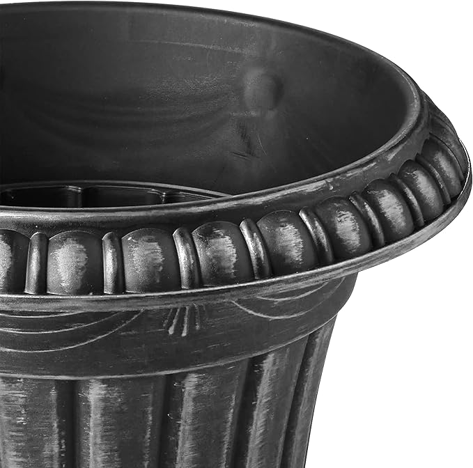 PL20SL Classic Traditional Plastic Urn Planter Indoor/Outdoor, 10" x 12", Brushed Silver