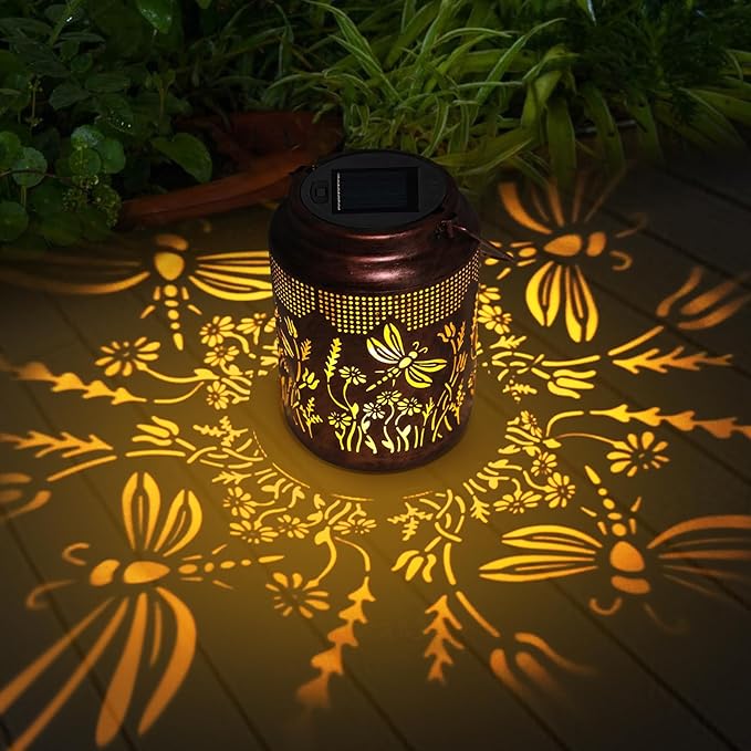 Fastrrugle Solar Lanterns Outdoor Waterproof Hanging Dragonfly Solar Lights Outdoor Decorations Gifts for Women Mom Grandma LED Lanterns Garden Decor Outside for Yard, Patio, Backyard, Porch