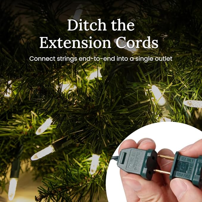 Pro Christmas M5 LED Holiday Lights - 100 Bulbs, 33.3ft - Professional Grade Indoor Outdoor Diamond Cut Sparkle Light Strings for Home Decorations and Christmas Trees - Pure White