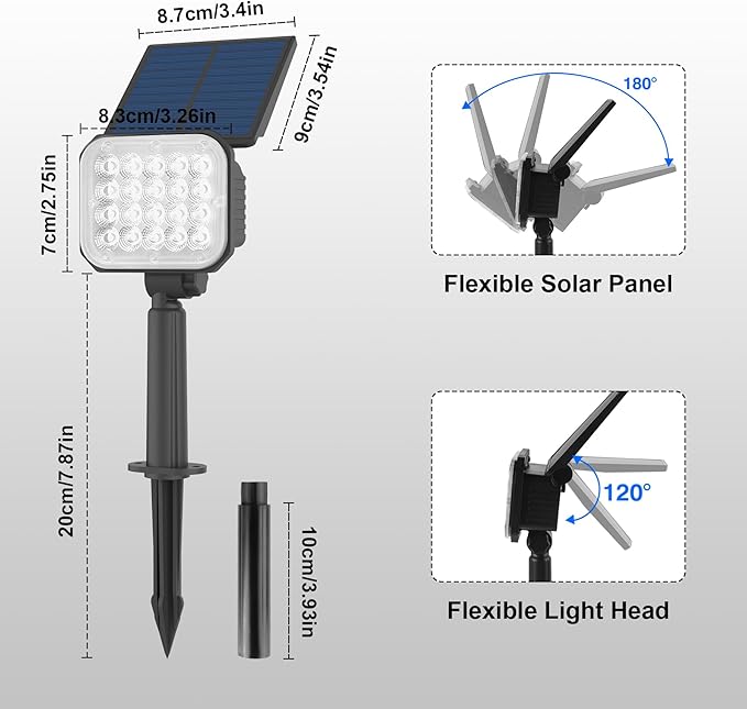 Solar Spot Lights Outdoor, Blue Solar Lights Outdoor Waterproof IP65, Adjustable Panel Solar Landscape Spotlights for Tree Yard Halloween Christmas Landscape Decor, 6 Pack