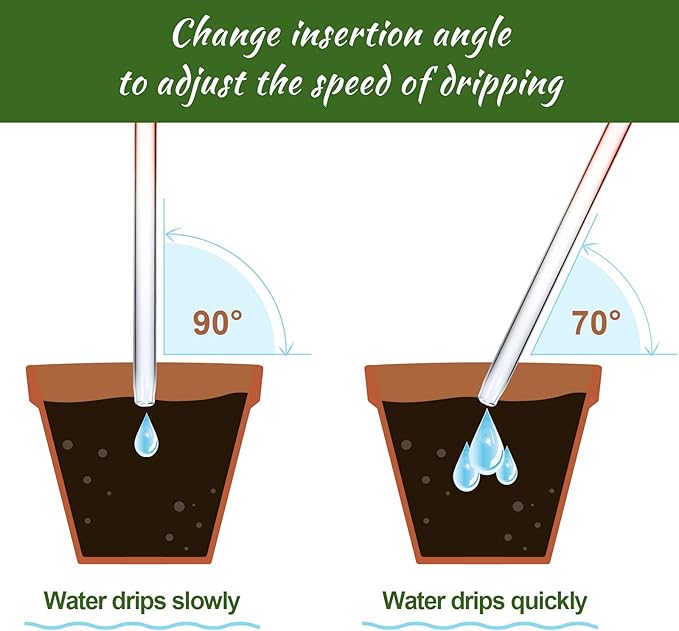 Self-Watering Glass Globes 2PCS Flamingo Gradient Hot Pink 10" Long Hand Blown Bulbs Pot Plant Waterer Home Indoor Outdoor Garden Patio Hanging Flower Spike Decorative Automatic Irrigation System