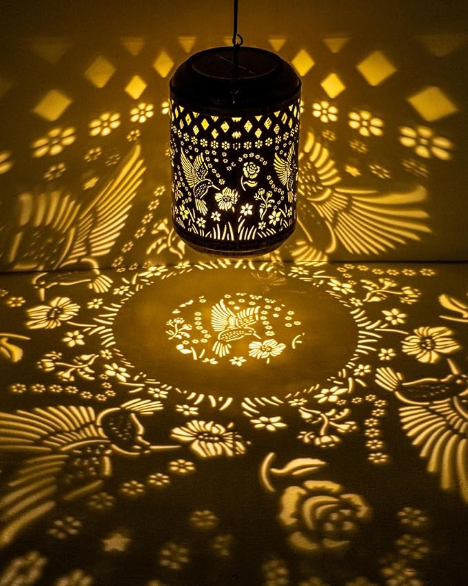 Solar Lanterns Outdoor Hanging Waterproof,2Pack Hummingbird Garden Decor Gifts for Women Mom, Solar Lights Metal Fall Decoration Outside for Yard, Patio,Garden,Backyard,Porch