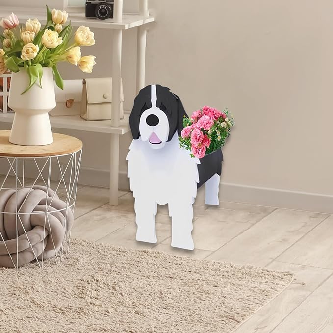 Newfoundland Dog Planter Plant Pots,Cute Garden Dog Flower Planter,Dog Planters Birthday Gifts for Women,Office,Indoor/Outdoor Decor（9.45 * 6.77 * 13.99in）