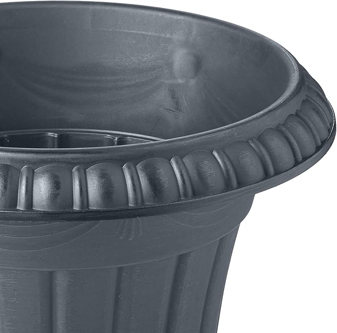 PL10GY Indoor/Outdoor Classic Traditional Plastic Urn Planter, 15" x 13", Gray