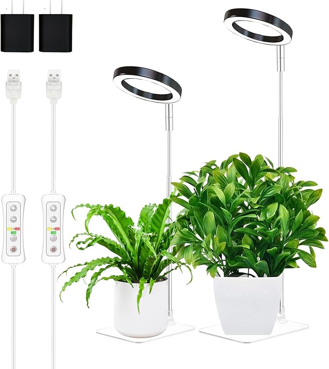 yadoker Plant Grow Light, LED Growing Light Full Spectrum for Indoor Plants,Height Adjustable, Automatic Timer, 5V Low Safe Voltage,Idea for Small Plant Ligh