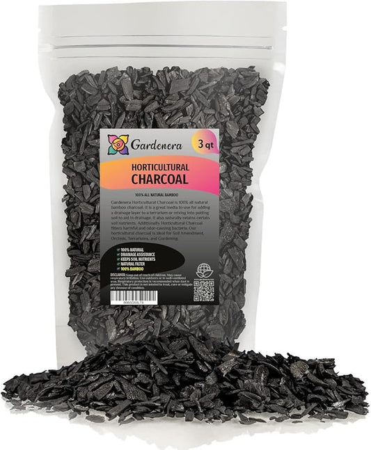 Premium Horticultural Charcoal for Indoor Plants - 3 Quart - Black Diamond Soil Amendment for Orchids, Terrariums, and Gardening by Gardenera