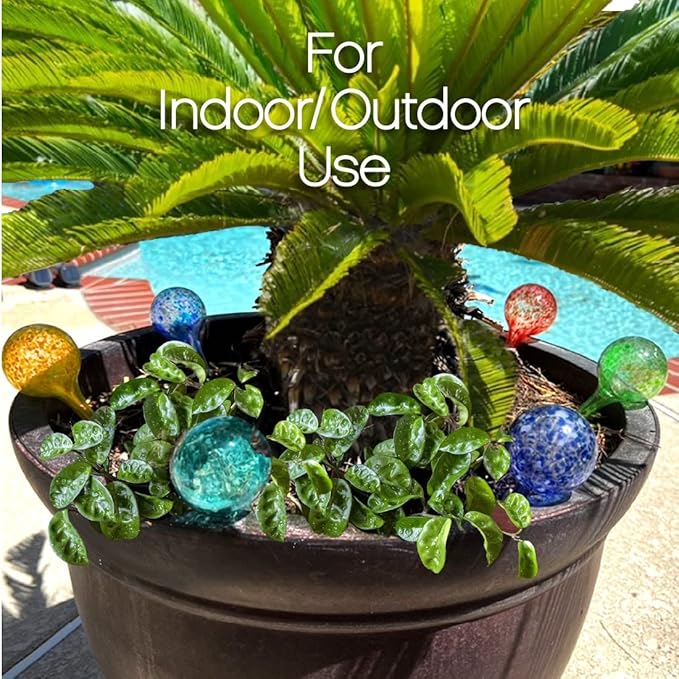 Trenton Gifts 6-Pack Plant Watering Globes - Self Watering Bulbs for Indoor & Outdoor Plants - Hand-Blown & Colorful Water Globes - Aqua Globes for Plants - Measures 6" L x 2.5" D. 150ml