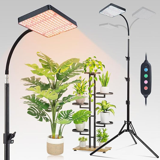 Grow Lights for Indoor Plants Full Spectrum, FECiDA Tripod Stand Grow Light, 4/8/12 Hr Timer Grow Light with Stand, 208PCS LEDs, 2000 Lumen, Bright Enough, 24"-64" Height Adjustable