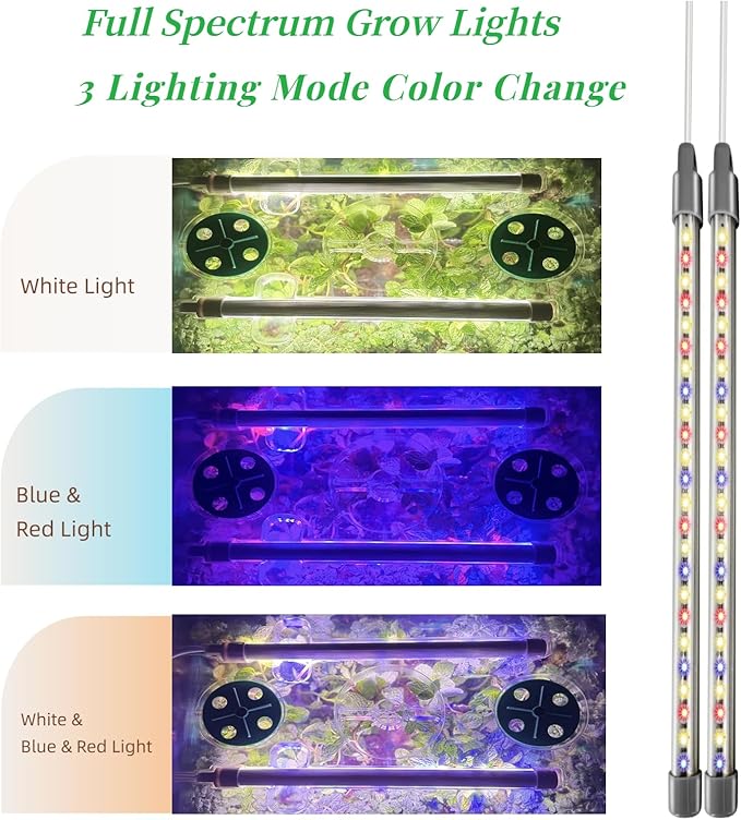 Seed Starter Kit, Seed Starter Tray with Grow Light and Heat Mat, Color Change Full Spectrum Grow Lights Seed Starting Germination Kits, 3 Timing Set Indoor Plant Grow Kit with Humidity Control