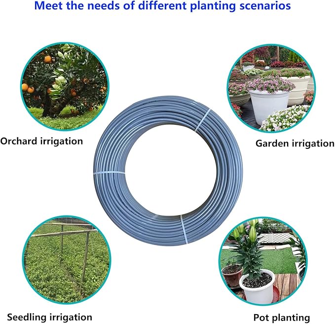 1/4 Inch Drip Hose,65Foot Gray Drip Hose for DIY Garden Irrigation Systems,Hydroponics,Spray Hose,Drip Emitter,or as a Blank Distribution Tube for any Garden Project(20 m)