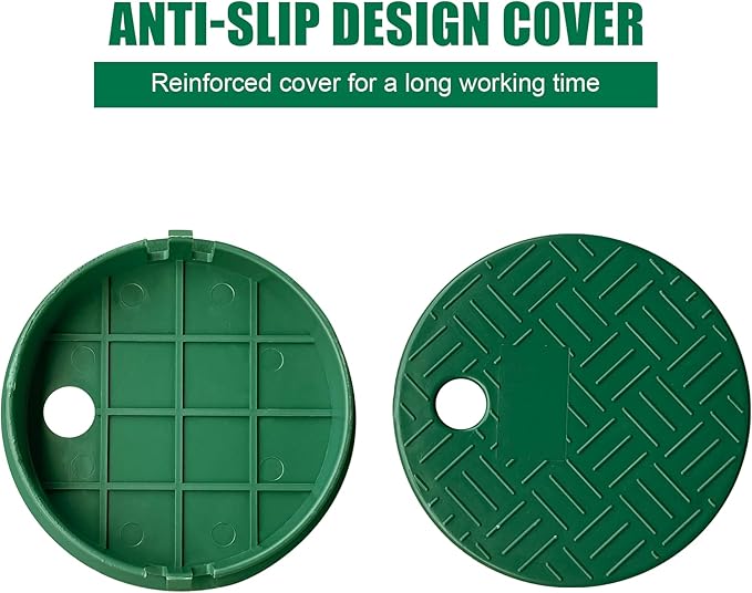 12 Sets Durable PP Valve Boxes-Anti Slip 6 In Circular Sprinkler Valve Box, Plastic Round Irrigation Valve Box for Garden Yard Outdoor Lawn Grassland Ground Farm,Green&Black Water Meter Box