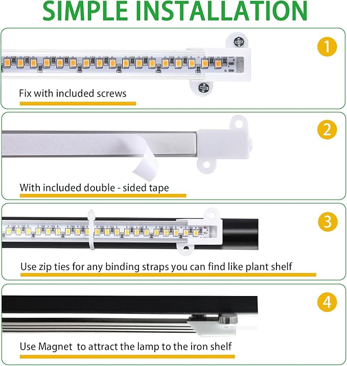 LED Grow Light Strips, Grow Lights for Indoor Plants Full Spectrum 3000K, 96 LEDs Plant Light with 3/9/12H Timer, 10 Dimmable Levels for Seedling Succulent, 2 Head 13 Inches