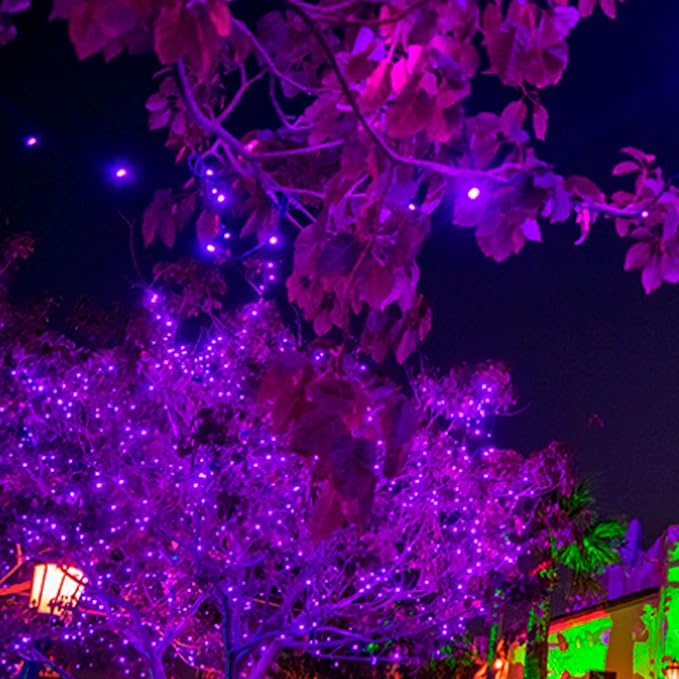 FUNPENY 164FT 500 LED Halloween Lights, 8 Modes Waterproof Plug in String Lights for Halloween Indoor Outdoor Yard Party Wedding Garden Home Decorations (Purple)
