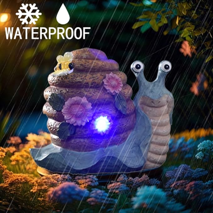 Solar Garden Outdoor Decor Snail Figurine with Lights, Outside - Ideal Outdoor Decorations for Yard, Lawn & Pathway Walkway Ornaments Clearance Housewarming Gifts for Mom Grandma Birthday (Blue)