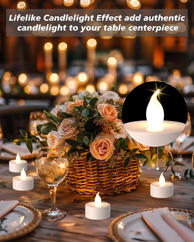 LED Tea Lights Candles- 100Pack Flameless Candles Realistic and Bright Flickering Long Lasting 200Hours for Holiday Celebration,Party, Home Decoration WarmWhite,Battery Operated