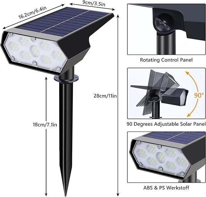 Solar Spot Light Outdoor, 49 LED Lights for Outside, 2 Modes Solar Powered Spotlights, Waterproof Pathway Light for Garden Yard Walkway Driveway Landscape Decorations (4 Pack-Cool White)