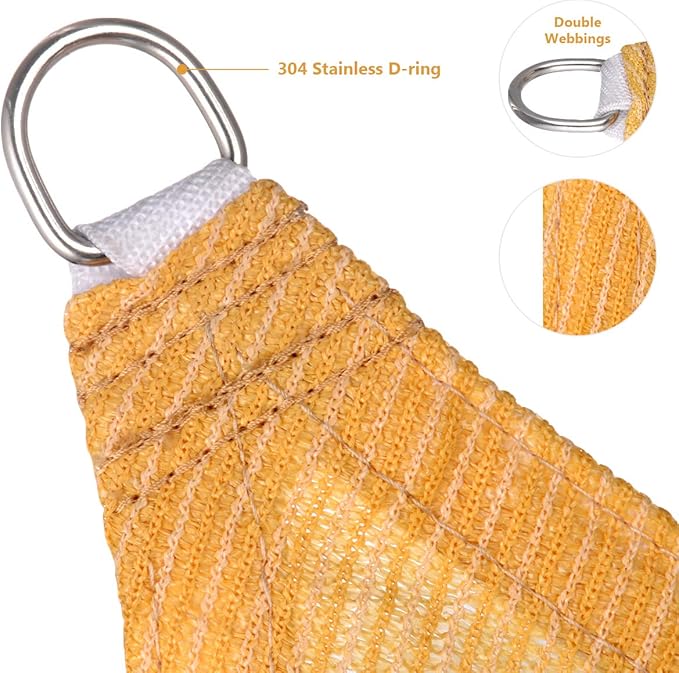 Eden's Decor Straight Flat-Edged Sun Shade Sail Rectangular 7' x 18' Wheat UV-Blocking Outdoor Canopy Fabric Cloth Awning for Pergola Patio Garden Backyard Custom Size