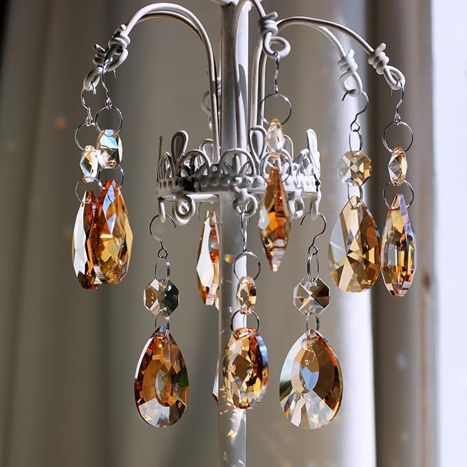 12pcs Hanging Glass Crystals Prism for Windows, Chandelier Decoration, Rainbow Maker Suncatcher