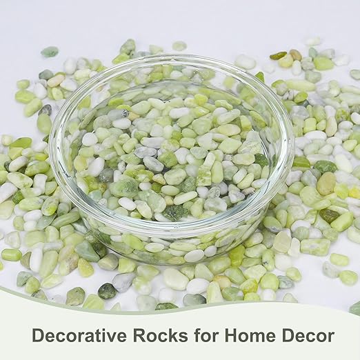 2.5 lbs Jade Pebbles for Indoor Plants, Decorative Pebbles for Bamboo, Vase, 3/8" Plant Gravel for Pots Indoor, Highly Polished Small River Rocks