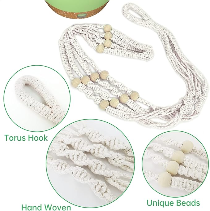 ZMTECH 2 Pack 10 Inch Hanging Planters with Macrame Plant Hanger for Indoor and Outdoor Plants, Self Watering, Drainage Hole, Visible Level Tray, Green