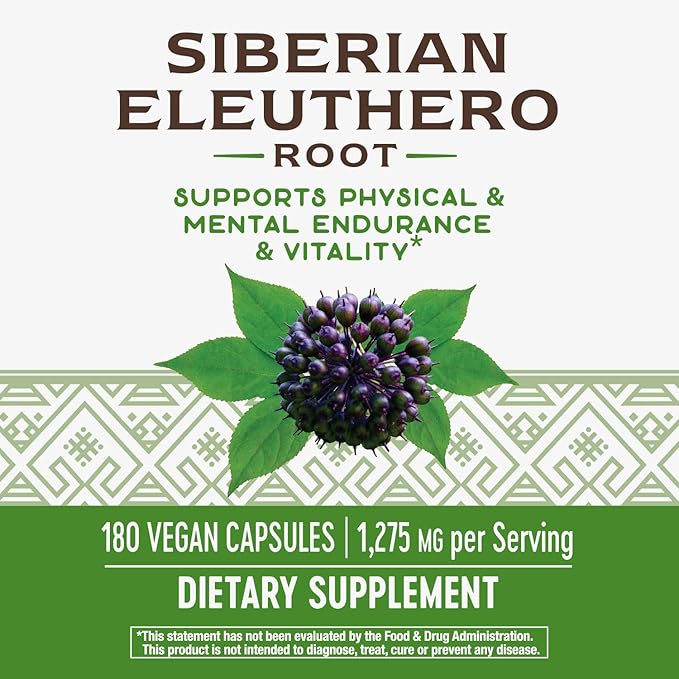 Nature's Way Premium Herbal Siberian Eleuthero, 1,275 mg 180 VCaps