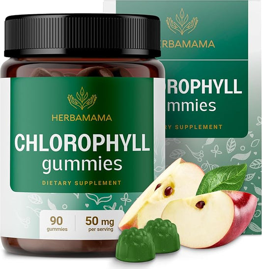 HERBAMAMA Chlorophyll Gummies Supplement from 90 Vegan
