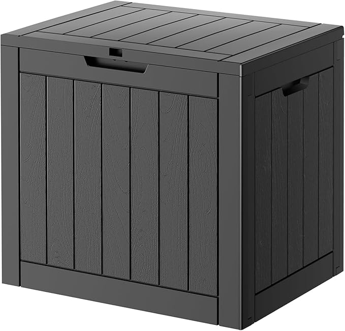 33 Gallon Outdoor Storage Box, Waterproof Resin Deck Box for Indoor & Outdoor Use – Lockable Patio Storage Bin for Garden Tools, Package Deliveries, Pool Accessories, Sports Gear & Furniture-Black