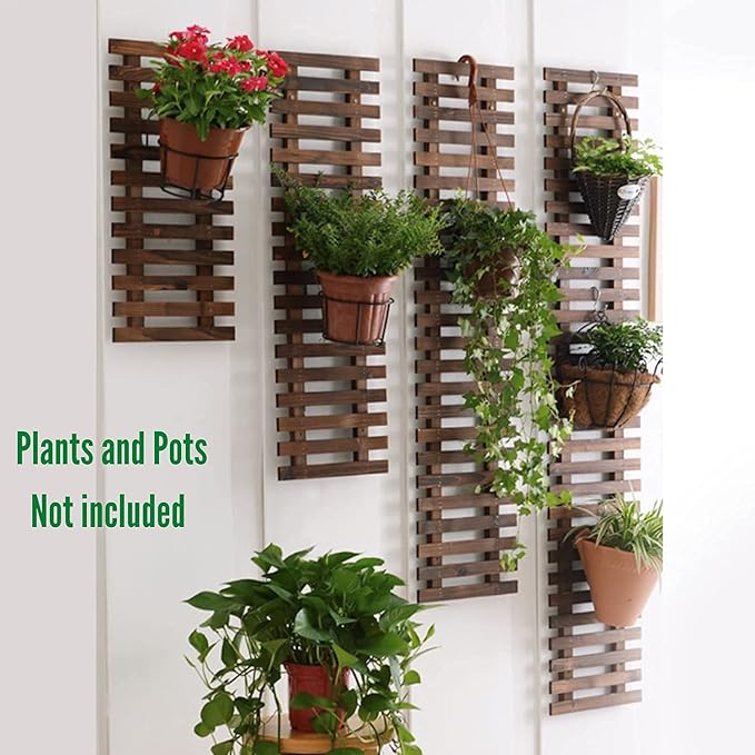 ShopLaLa Large Hanging Wall Planters for Indoor Plants - 5 Pack Wooden Wall Decor Bathroom Decorations Living Room Home Plant Shelves Vertical Garden Huge Unique Farmhouse Vintage Rustic 5 Sizes
