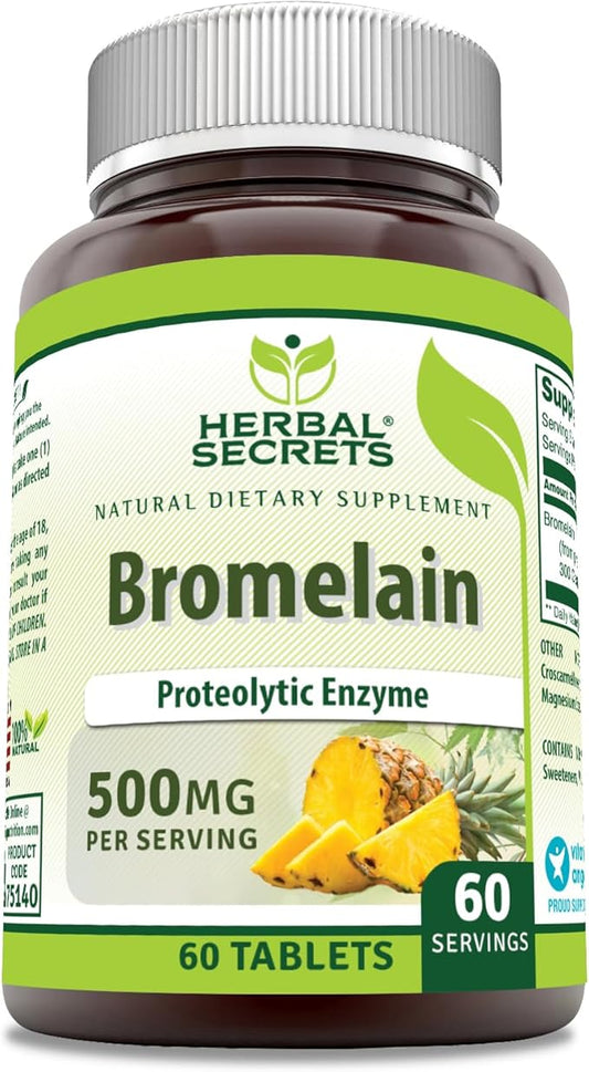 Herbal Secrets Bromelain Supplement 500 Mg (60 Count)