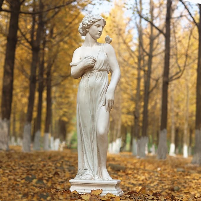 Outdoor Garden Statue Nymph Sculpture Goddess of Greek Mythology Roman Style Outdoor Patio Yard Lawn Porch Decor 32 Inch Ivory