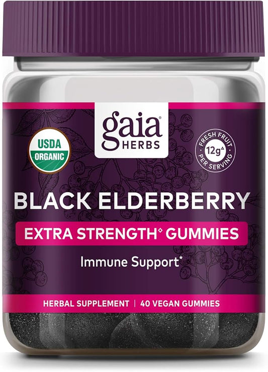 Gaia Herbs Black Elderberry (Sambucus Nigra) 40 Gummies
