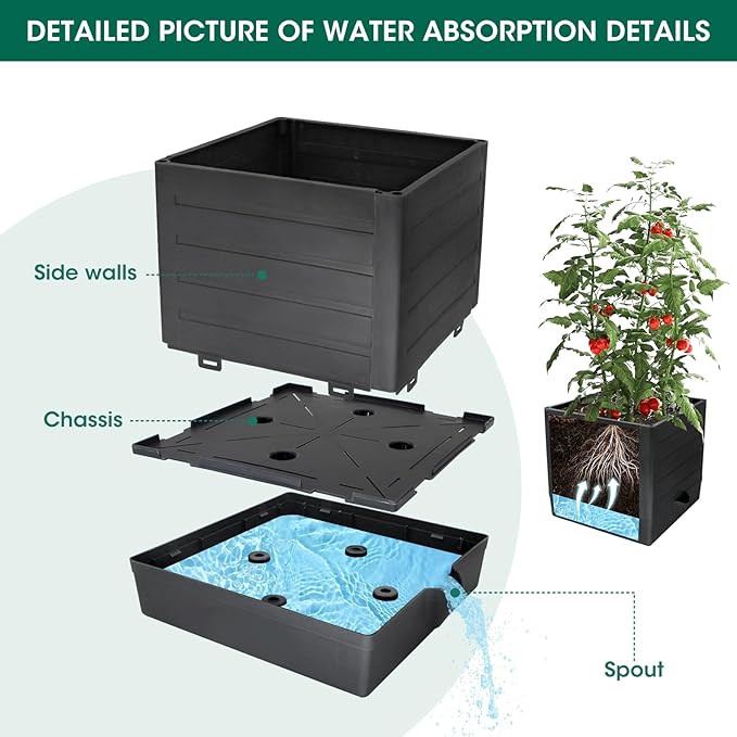 MQFORU Tomato Planter with Trellis, 57" Self-Watering Tomato Planter Boxes for Climbing Vegetable and Plants, Raised Garden Bed with Tomato Planter Cage for Indoor Outdoor Use