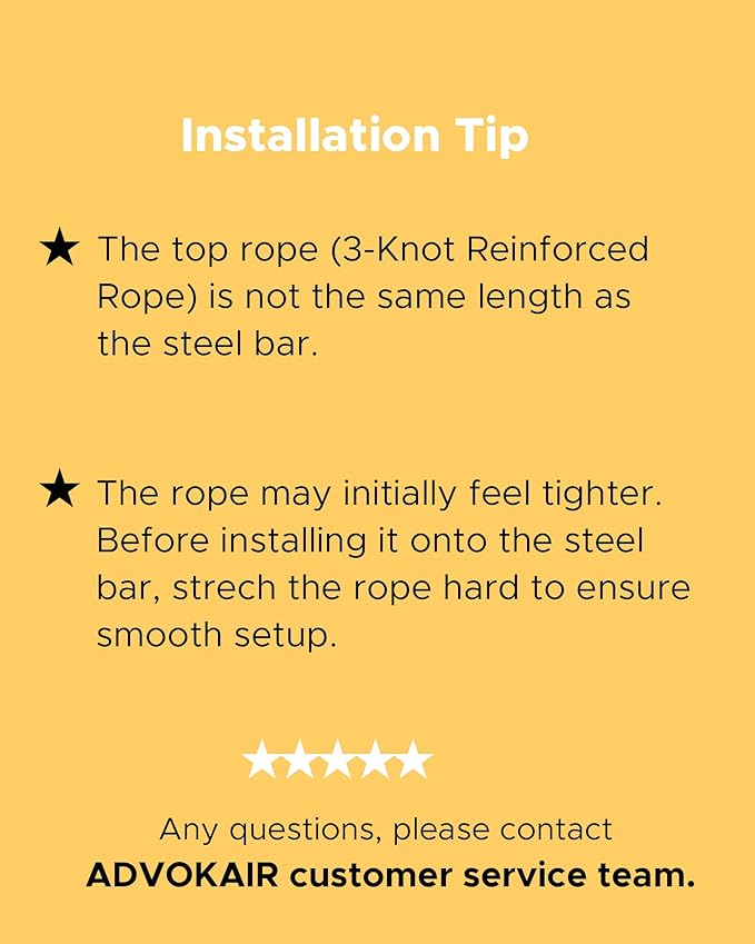 ADVOKAIR Hammock Chair Swing (500 lbs Max-2 Cushions) - Hanging Hammock Chair Rope Swing Indoor for Bedroom, Outdoor, Patio, Bedroom, Porch, Deck - Sturdy Steel Bar with Anti-Slip Safety Rings