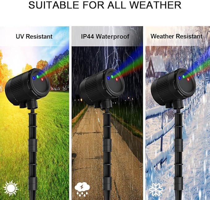 Christmas Projector Lights Outdoor, 3 Color Laser Starry Light Show with RF Remote Control for House Patio Garden Outside Holiday Decoration Indoor Wedding Party Holiday Xmas Gift - Black