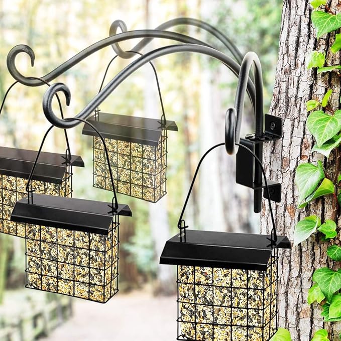 AJART Bird Feeder Hangers Outdoor: 12-Inch Swivel Hanging Plant Bracket for Indoor Wall Mount - Swivel Plant Hook for Flower Basket