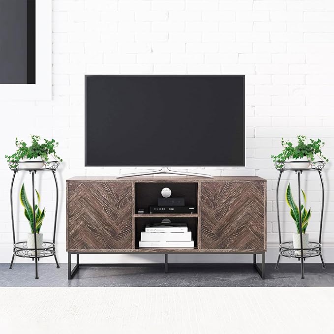 Plant Stand Indoor Outdoor，Tall Black Metal Rustproof Stable Plant Stands，2 Tier 27.1 inch (2PS-Iron)