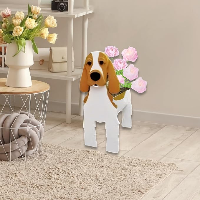Brown and White Cocker Spaniel Dog Planter Plant Pots,Cute Garden Dog Flower Planter,Dog Planters Birthday Gifts for Women,Office,Indoor/Outdoor Decor（9.45 * 9.17 * 13.39in）