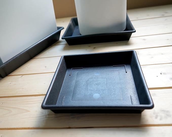 Square Plant Saucer 16 Inch 2 Pack 10 14 16 18 20 Plant Trays for Pots Heavy Duty Plastic Plant Saucers for Indoors Outdoors, Flower Pot No Holes Plant Drip Trays