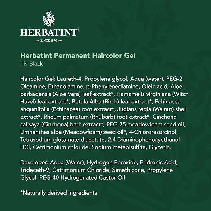 Herbatint Permanent Haircolor Gel, 1N Black, 100% Grey 4.56 oz