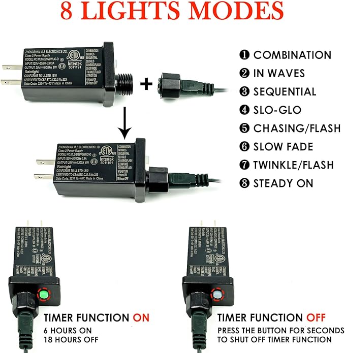 Connectable Red and Green Christmas String Lights, 2Pack 164FT 400LED Christmas Lights for Outdoor Indoor, Plug In Christmas Tree Lights with 8 Modes, String Lights for Christmas Decorations Holiday