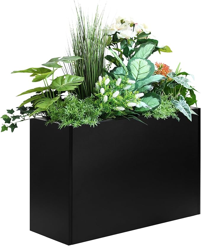 Heavy-Duty Steel Planter Box 38”x12”x24”, Rust-Resistant Large Outdoor & Indoor Plant Container, Metal Garden Box with Drainage Holes & Reinforced Edges