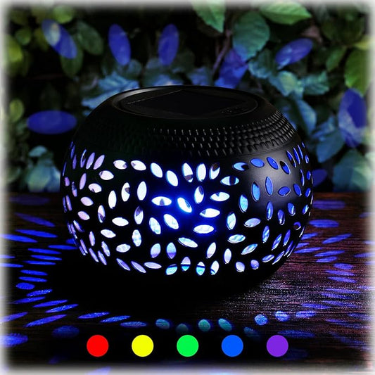 Reginary Solar Table Lantern Outdoor Waterproof Dancing Flame 7 Color Changing 2 Modes Metal Tabletop Light Desktop Decorative Lamp Auto On/Off Dusk to Dawn for Desk Patio Garden Pathway Yard